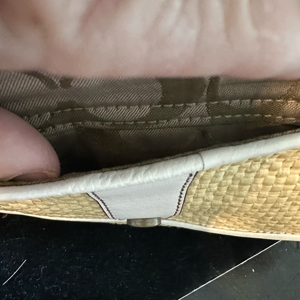 Coach #075 Soho Legacy Cream and Straw Woven Wristlet Clutch wristlet /wallet - Picture 5 of 12
